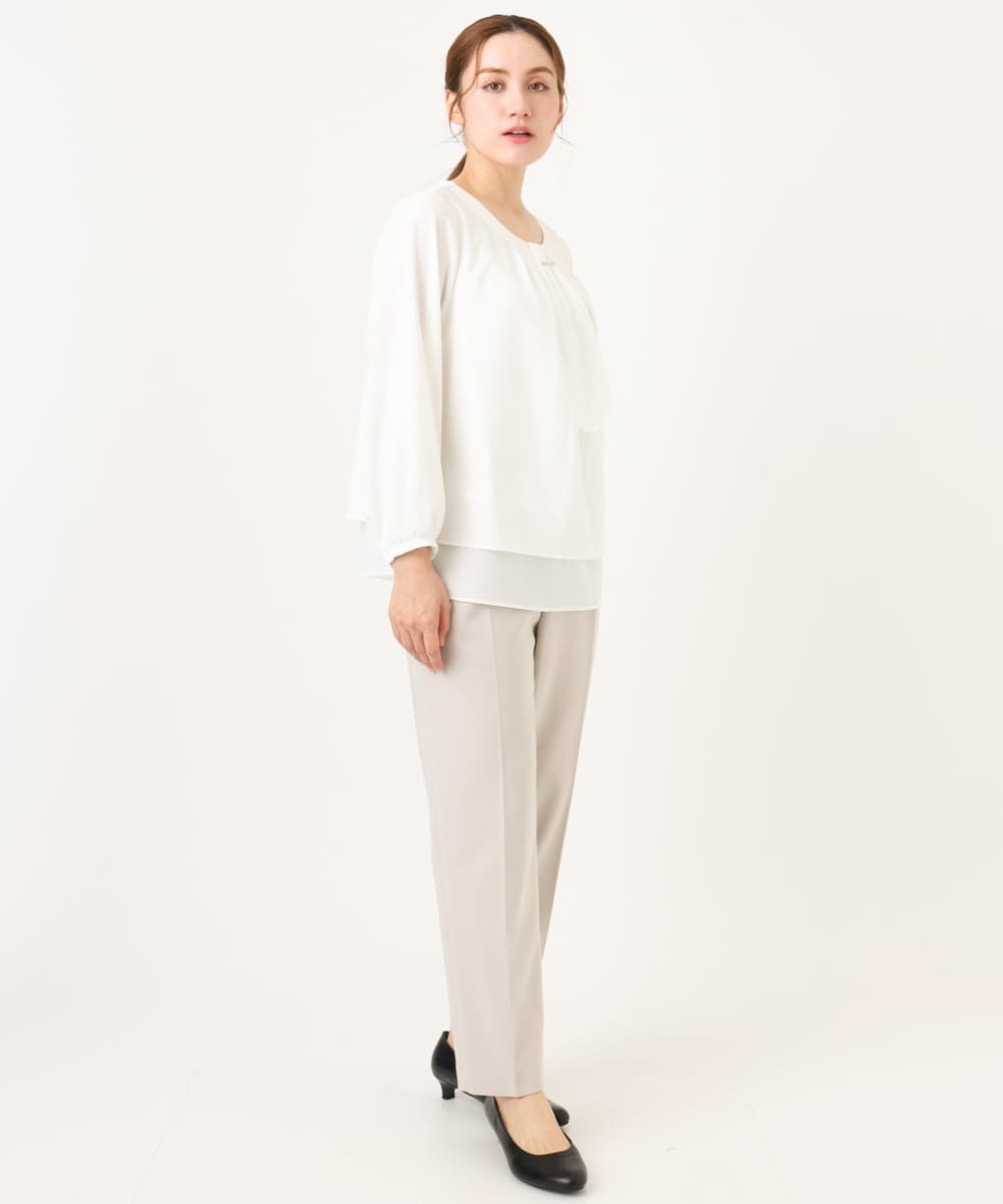 OLLDD04139 eur3(エウルキューブ) 【大きいサイズ/11号サイズあり/洗える/セットアップ対応】Wクロステーパードパンツ グレージュ(89)