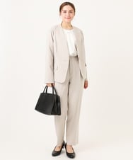 OLLDD04139 eur3(エウルキューブ) 【大きいサイズ/11号サイズあり/洗える/セットアップ対応】Wクロステーパードパンツ グレージュ(89)