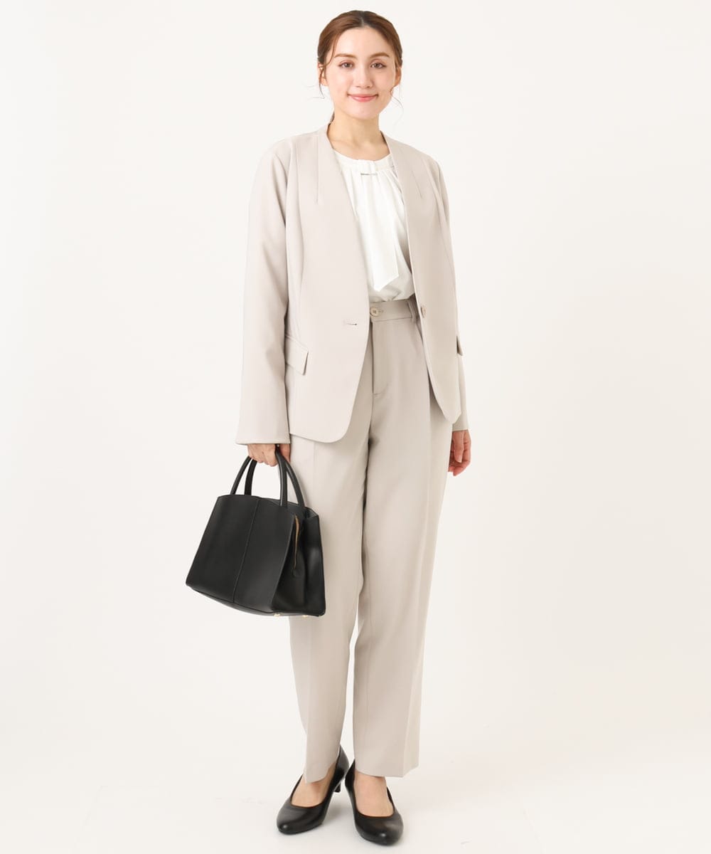 OLLDD04139 eur3(エウルキューブ) 【大きいサイズ/11号サイズあり/洗える/セットアップ対応】Wクロステーパードパンツ グレージュ(89)