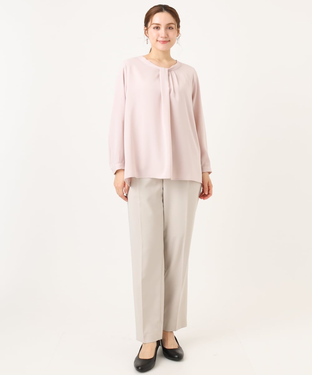 OLLDD04139 eur3(エウルキューブ) 【大きいサイズ/11号サイズあり/洗える/セットアップ対応】Wクロステーパードパンツ グレージュ(89)