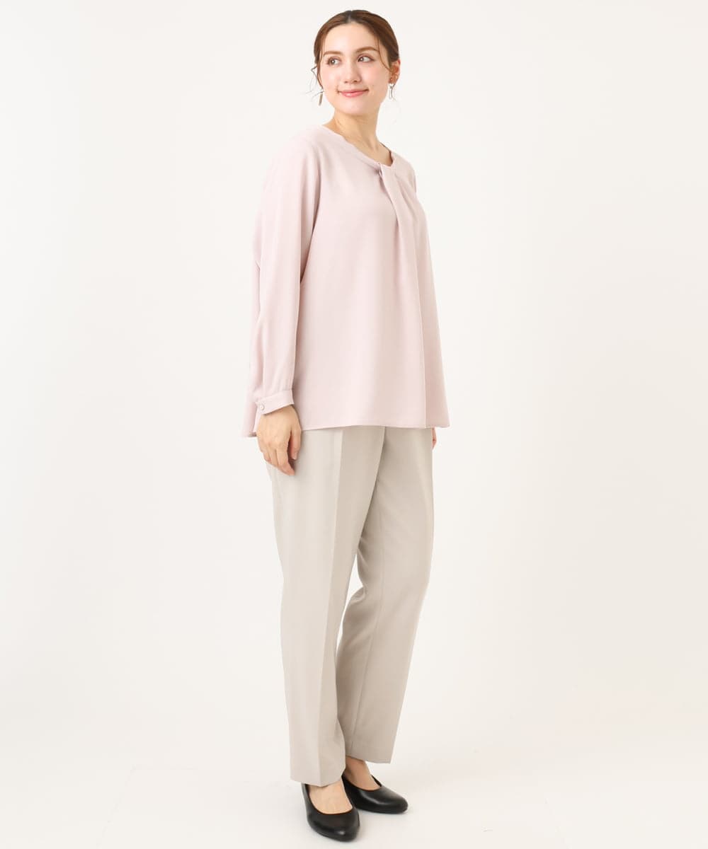 OLLDD04139 eur3(エウルキューブ) 【大きいサイズ/11号サイズあり/洗える/セットアップ対応】Wクロステーパードパンツ グレージュ(89)