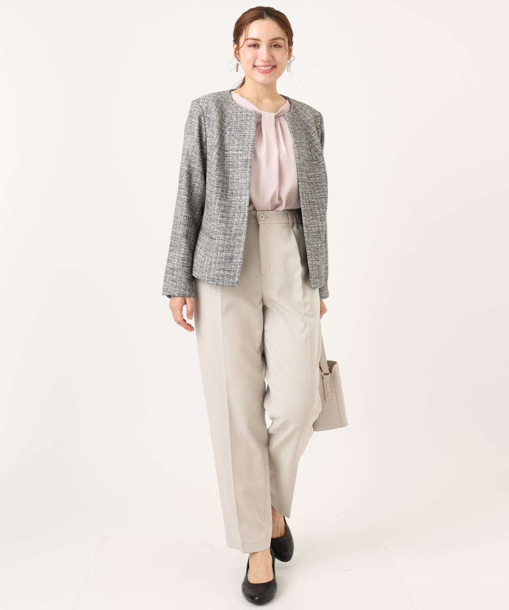 OLLDD04139 eur3(エウルキューブ) 【大きいサイズ/11号サイズあり/洗える/セットアップ対応】Wクロステーパードパンツ グレージュ(89)