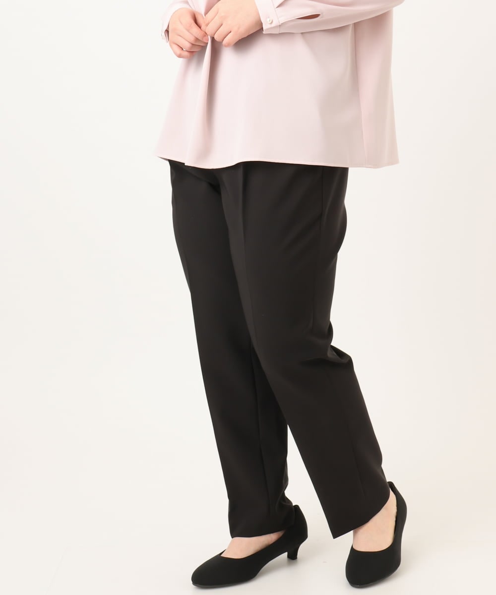 OLLDD04139 eur3(エウルキューブ) 【大きいサイズ/11号サイズあり】Wクロステーパードパンツ ブラック(94)