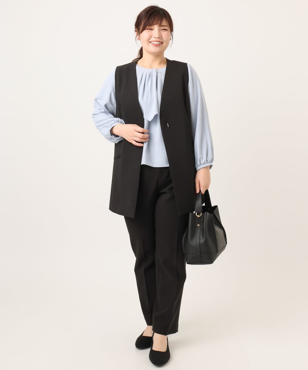 OLLDD04139 eur3(エウルキューブ) 【大きいサイズ/11号サイズあり】Wクロステーパードパンツ ブラック(94)