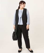 OLLDD04139 eur3(エウルキューブ) 【大きいサイズ/11号サイズあり】Wクロステーパードパンツ ブラック(94)