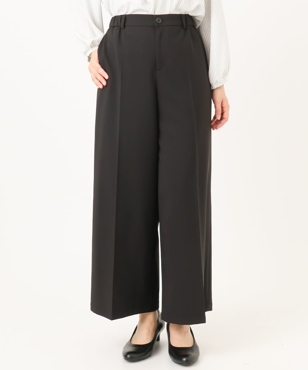 OLLDD05139 eur3(エウルキューブ) 【大きいサイズ/11号サイズあり】Wクロスワイドパンツ ブラック(94)