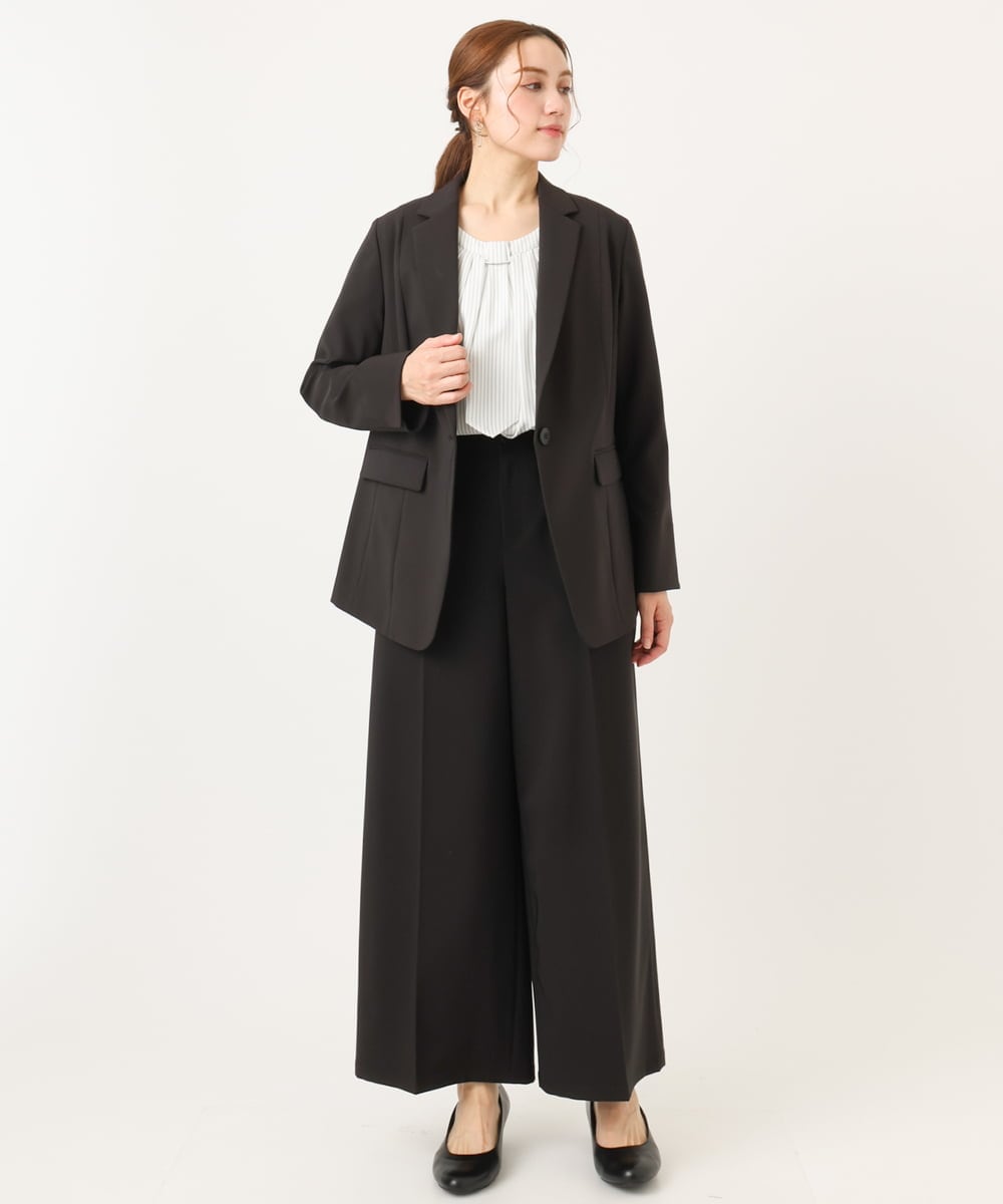 OLLDD05139 eur3(エウルキューブ) 【大きいサイズ/11号サイズあり】Wクロスワイドパンツ ブラック(94)