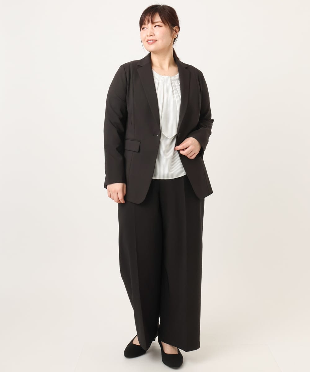 OLLDD05139 eur3(エウルキューブ) 【大きいサイズ/11号サイズあり】Wクロスワイドパンツ ブラック(94)