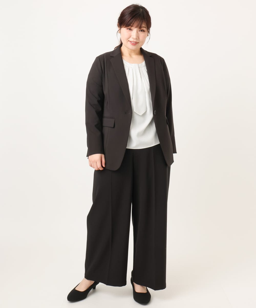 OLLDD05139 eur3(エウルキューブ) 【大きいサイズ/11号サイズあり】Wクロスワイドパンツ ブラック(94)