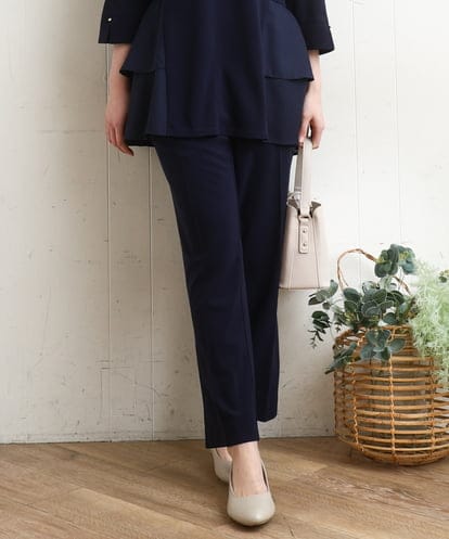 OLLDD09119  【大きいサイズ/11号サイズあり/セットアップ対応】カットジョーゼットテーパードパンツ