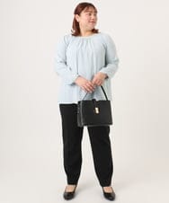 OLLDD09119 eur3(エウルキューブ) 【大きいサイズ/11号サイズあり/セットアップ対応】カットジョーゼットテーパードパンツ ブラック(94)