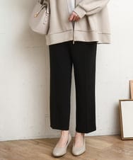 OLLDD09119 eur3(エウルキューブ) 【大きいサイズ/11号サイズあり/セットアップ対応】カットジョーゼットテーパードパンツ ブラック(94)