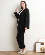 OLLDD09119 eur3(エウルキューブ) 【大きいサイズ/11号サイズあり/セットアップ対応】カットジョーゼットテーパードパンツ ブラック(94)