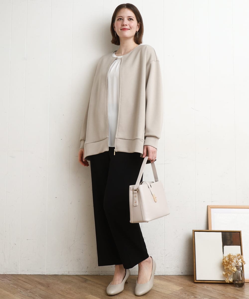 OLLDD09119 eur3(エウルキューブ) 【大きいサイズ/11号サイズあり/セットアップ対応】カットジョーゼットテーパードパンツ ブラック(94)