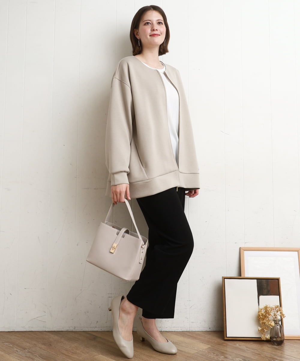 OLLDD09119 eur3(エウルキューブ) 【大きいサイズ/11号サイズあり/セットアップ対応】カットジョーゼットテーパードパンツ ブラック(94)