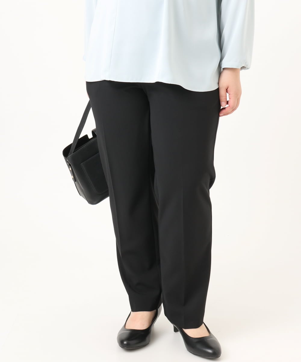 OLLDD09119 eur3(エウルキューブ) 【大きいサイズ/11号サイズあり/セットアップ対応】カットジョーゼットテーパードパンツ ブラック(94)