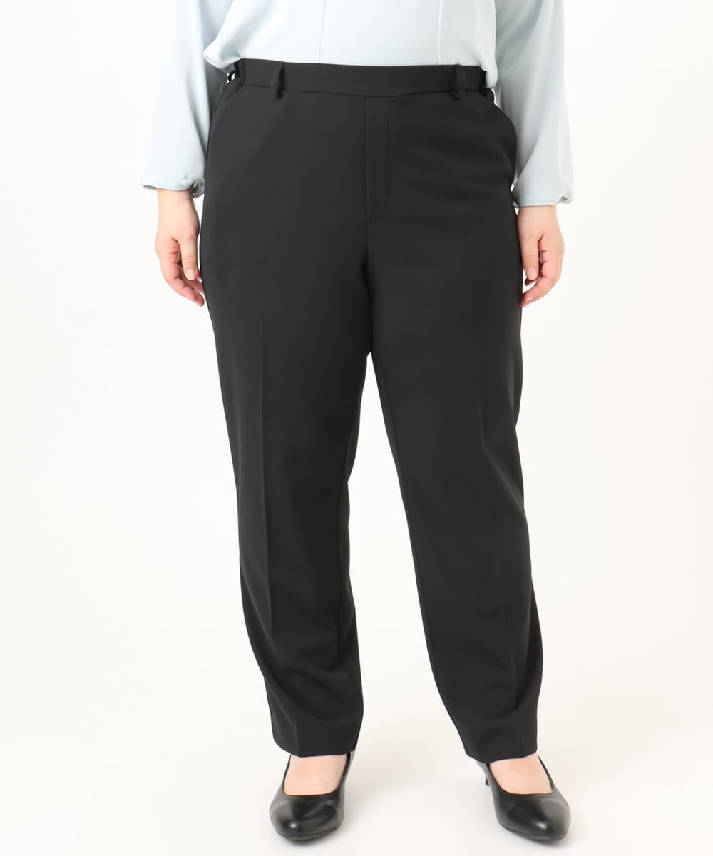 OLLDD09119 eur3(エウルキューブ) 【大きいサイズ/11号サイズあり/セットアップ対応】カットジョーゼットテーパードパンツ ブラック(94)