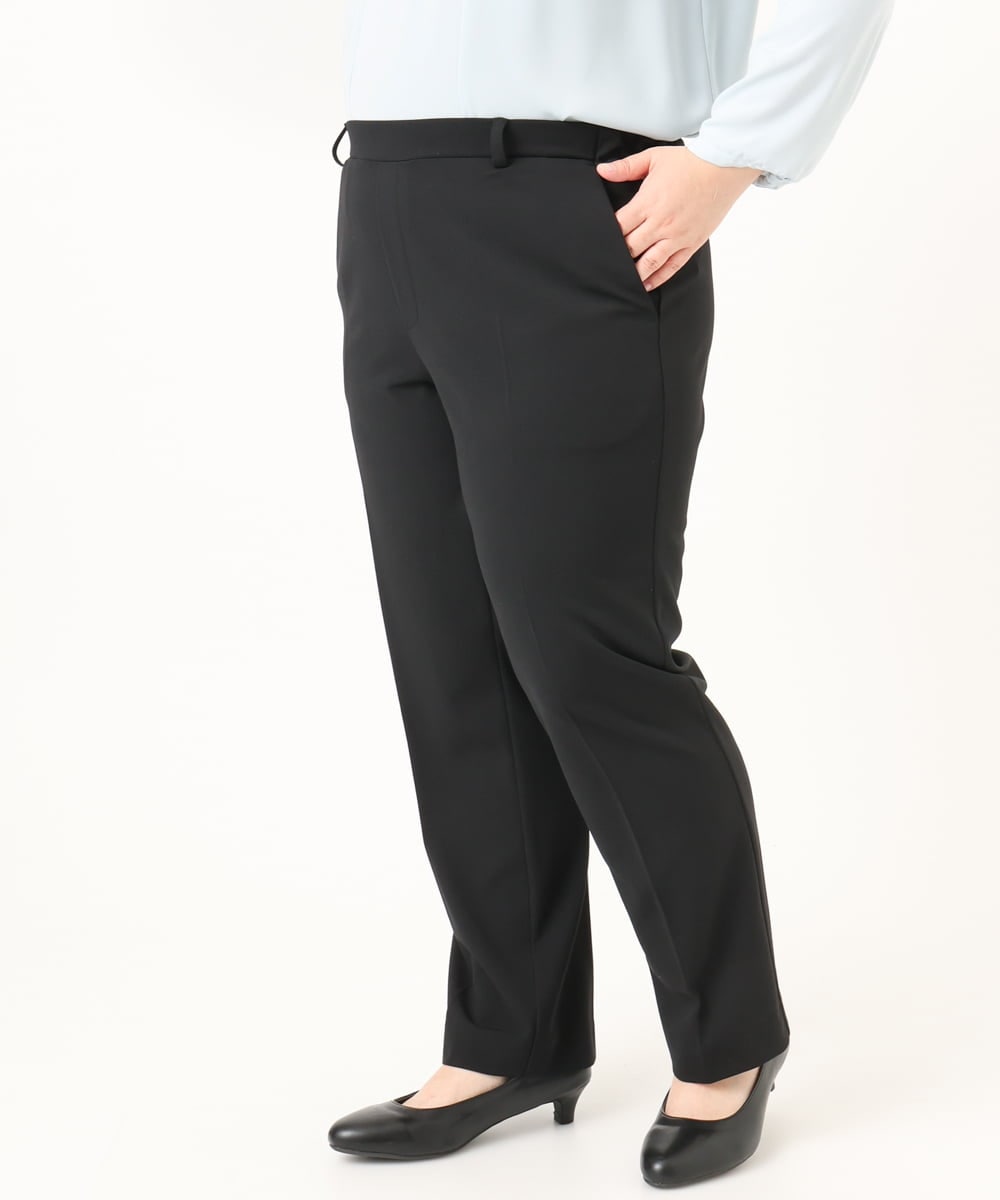 OLLDD09119 eur3(エウルキューブ) 【大きいサイズ/11号サイズあり/セットアップ対応】カットジョーゼットテーパードパンツ ブラック(94)