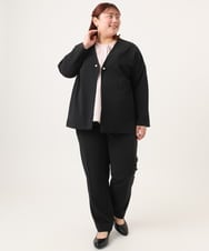 OLLDD09119 eur3(エウルキューブ) 【大きいサイズ/11号サイズあり/セットアップ対応】カットジョーゼットテーパードパンツ ブラック(94)