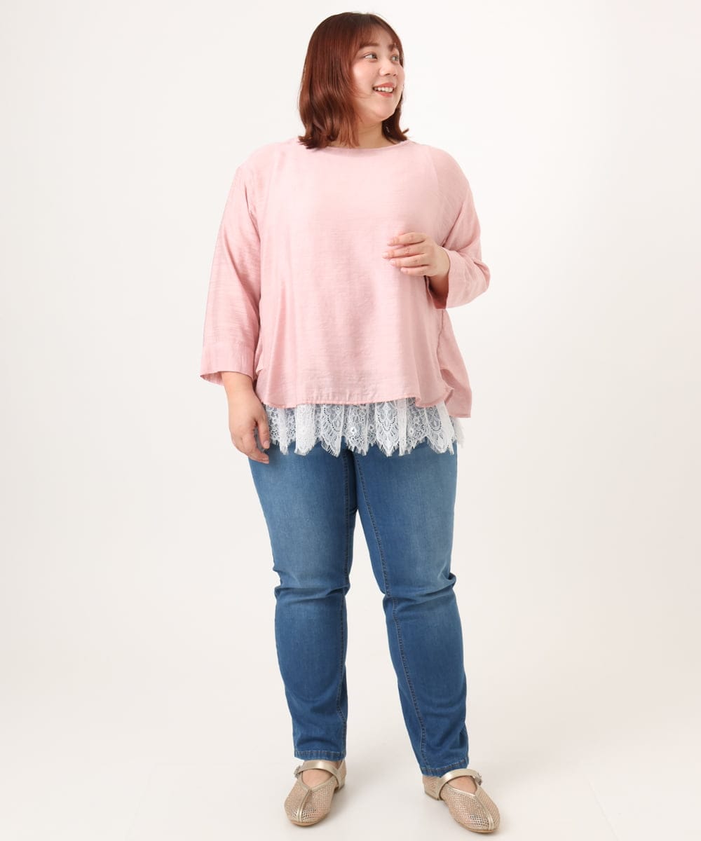 OLLDD13099 eur3(エウルキューブ) 【大きいサイズ】ゆるフィットデニム ライトブルー(50)