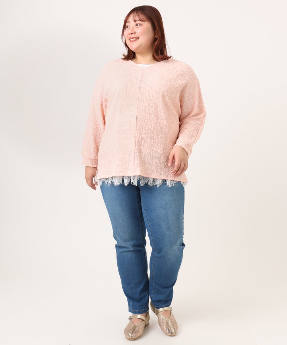 OLLDD13099 eur3(エウルキューブ) 【大きいサイズ】ゆるフィットデニム ライトブルー(50)