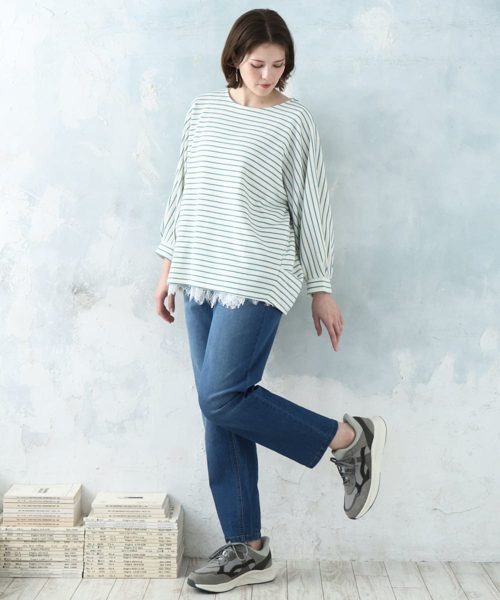 OLLDD13099 eur3(エウルキューブ) 【大きいサイズ】ゆるフィットデニム ライトブルー(50)