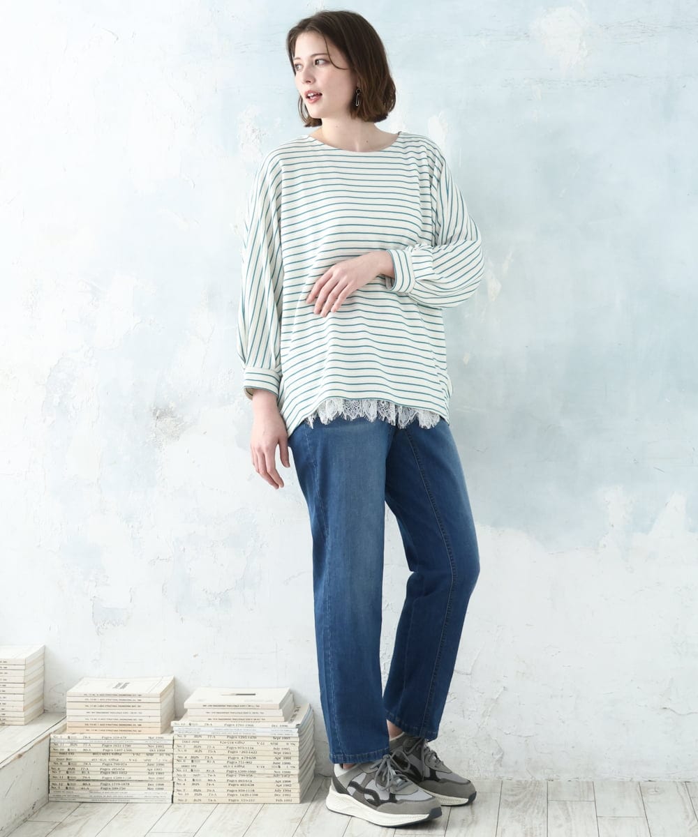 OLLDD13099 eur3(エウルキューブ) 【大きいサイズ】ゆるフィットデニム ライトブルー(50)