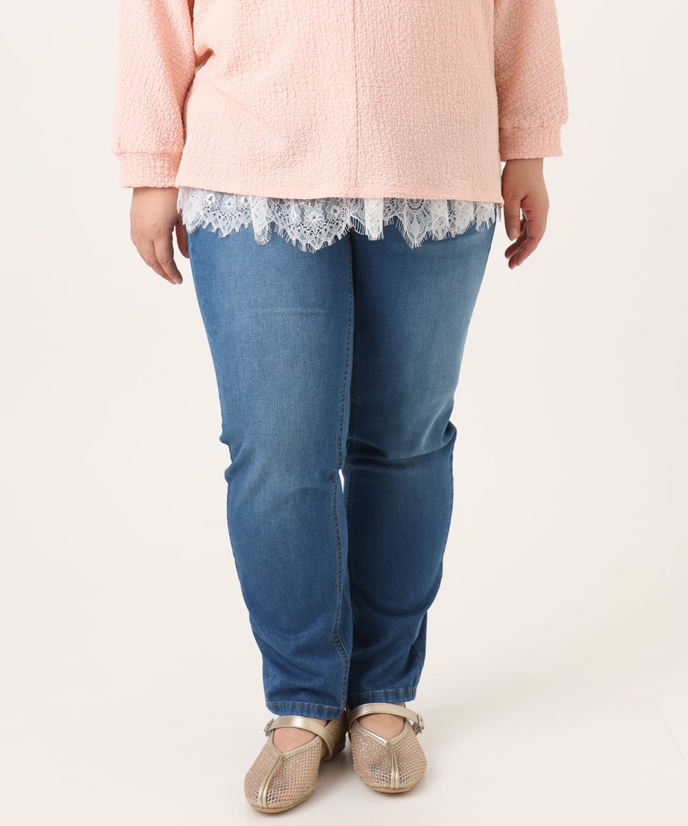 OLLDD13099 eur3(エウルキューブ) 【大きいサイズ】ゆるフィットデニム ライトブルー(50)