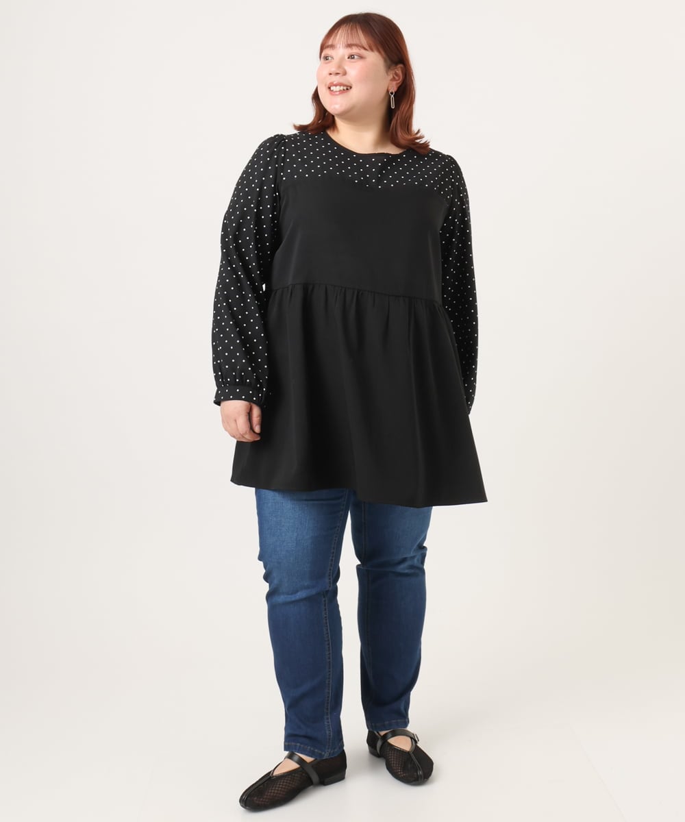 OLLDD13099 eur3(エウルキューブ) 【大きいサイズ】ゆるフィットデニム ネイビー(57)