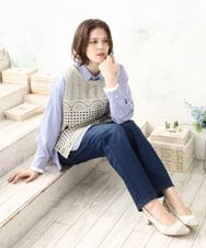 OLLDD13099 eur3(エウルキューブ) 【大きいサイズ】ゆるフィットデニム ネイビー(57)