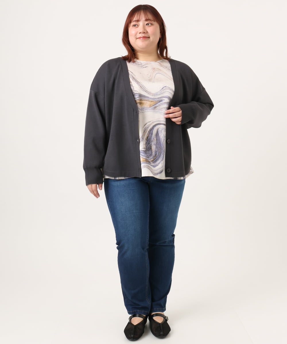 OLLDD13099 eur3(エウルキューブ) 【大きいサイズ】ゆるフィットデニム ネイビー(57)