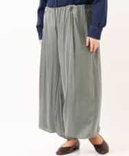 OLLDM03080 eur3(エウルキューブ) 【大きいサイズ】ストンと落ちるサテンワイドパンツ カーキ