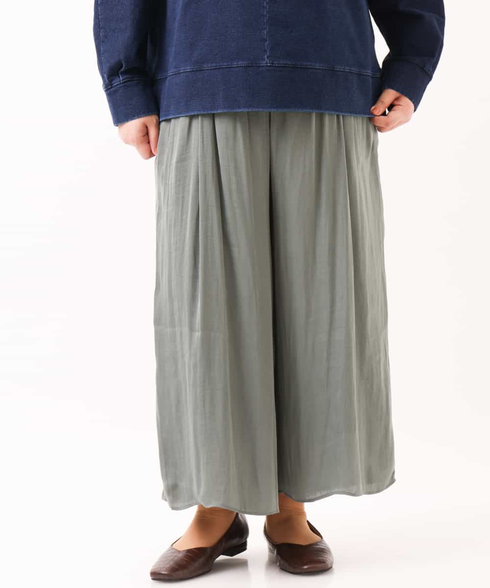 OLLDM03080 eur3(エウルキューブ) 【大きいサイズ】ストンと落ちるサテンワイドパンツ カーキ