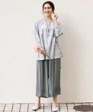 OLLDM03080 eur3(エウルキューブ) 【大きいサイズ】ストンと落ちるサテンワイドパンツ カーキ