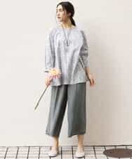 OLLDM03080 eur3(エウルキューブ) 【大きいサイズ】ストンと落ちるサテンワイドパンツ カーキ