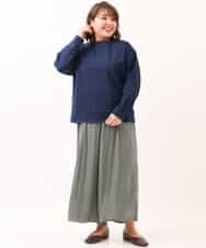 OLLDM03080 eur3(エウルキューブ) 【大きいサイズ】ストンと落ちるサテンワイドパンツ カーキ