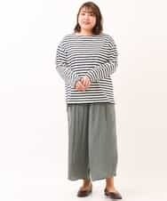 OLLDM03080 eur3(エウルキューブ) 【大きいサイズ】ストンと落ちるサテンワイドパンツ カーキ