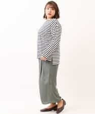 OLLDM03080 eur3(エウルキューブ) 【大きいサイズ】ストンと落ちるサテンワイドパンツ カーキ
