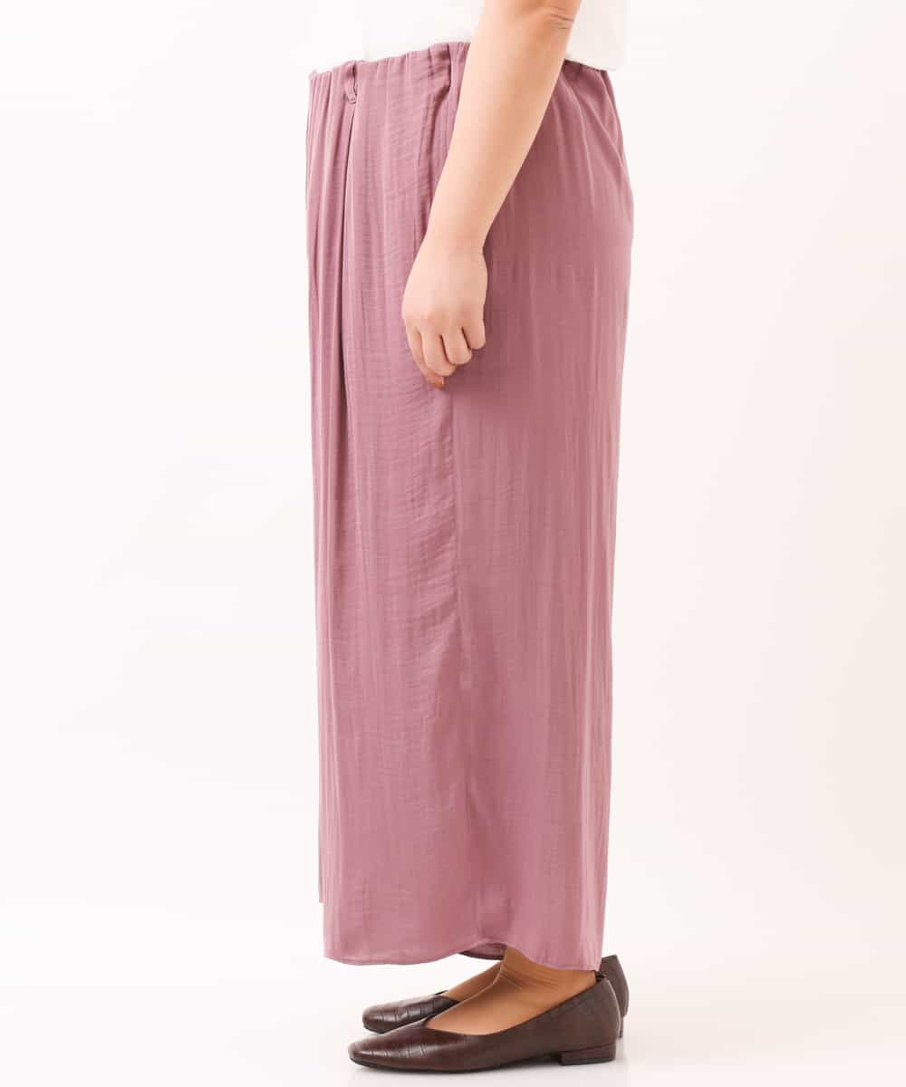 OLLDM03080 eur3(エウルキューブ) 【大きいサイズ】ストンと落ちるサテンワイドパンツ ラベンダー