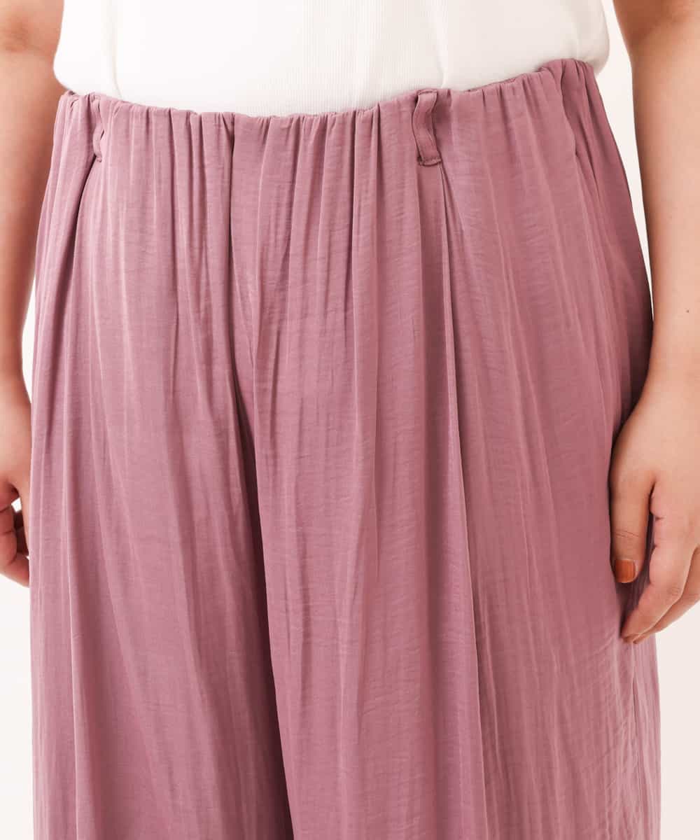 OLLDM03080 eur3(エウルキューブ) 【大きいサイズ】ストンと落ちるサテンワイドパンツ ラベンダー
