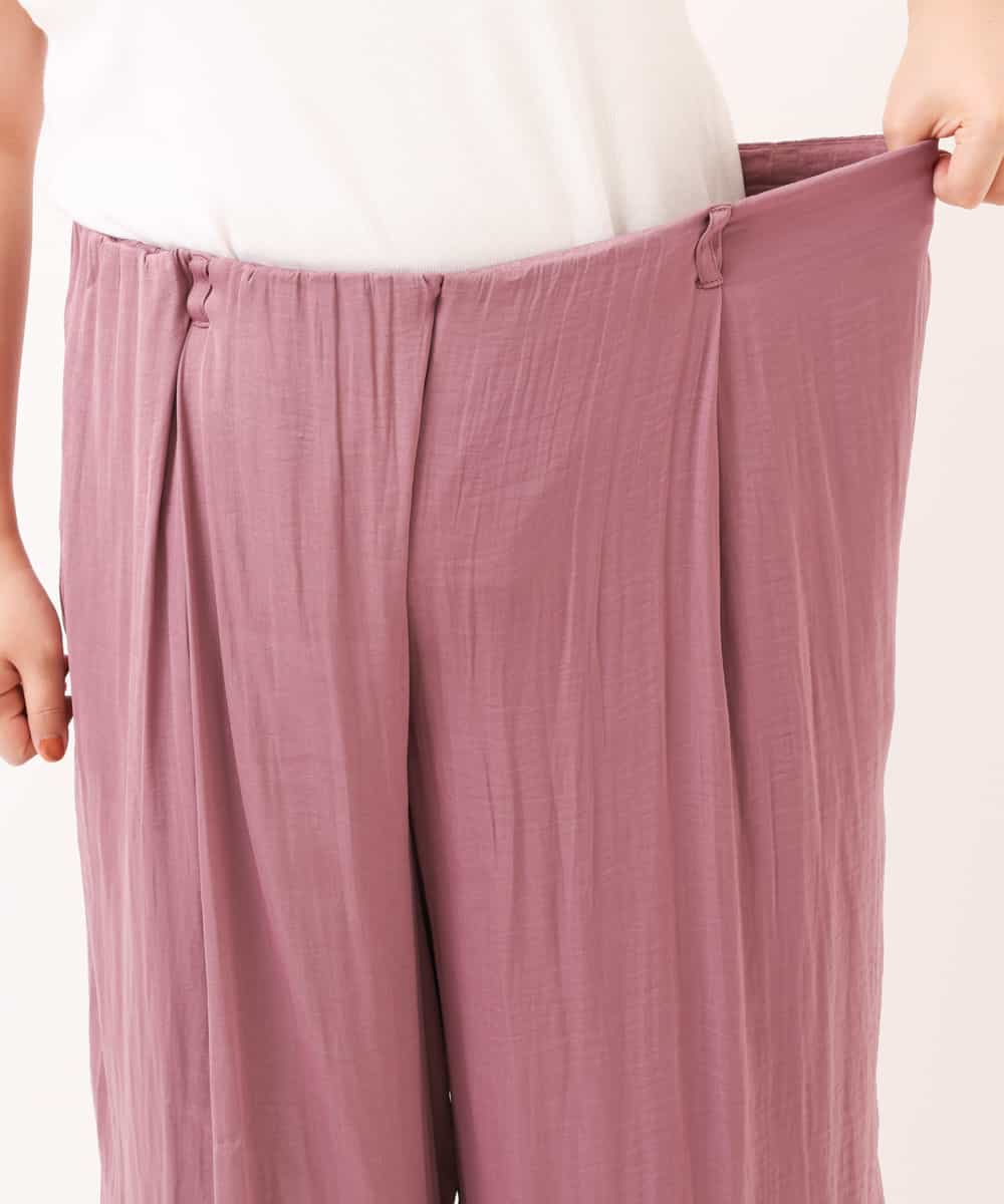 OLLDM03080 eur3(エウルキューブ) 【大きいサイズ】ストンと落ちるサテンワイドパンツ ラベンダー