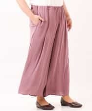 OLLDM03080 eur3(エウルキューブ) 【大きいサイズ】ストンと落ちるサテンワイドパンツ ラベンダー