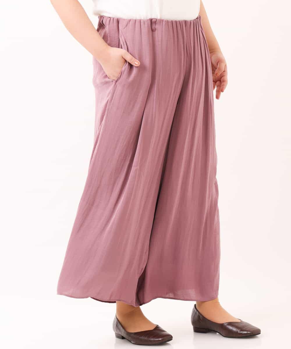 OLLDM03080 eur3(エウルキューブ) 【大きいサイズ】ストンと落ちるサテンワイドパンツ ラベンダー