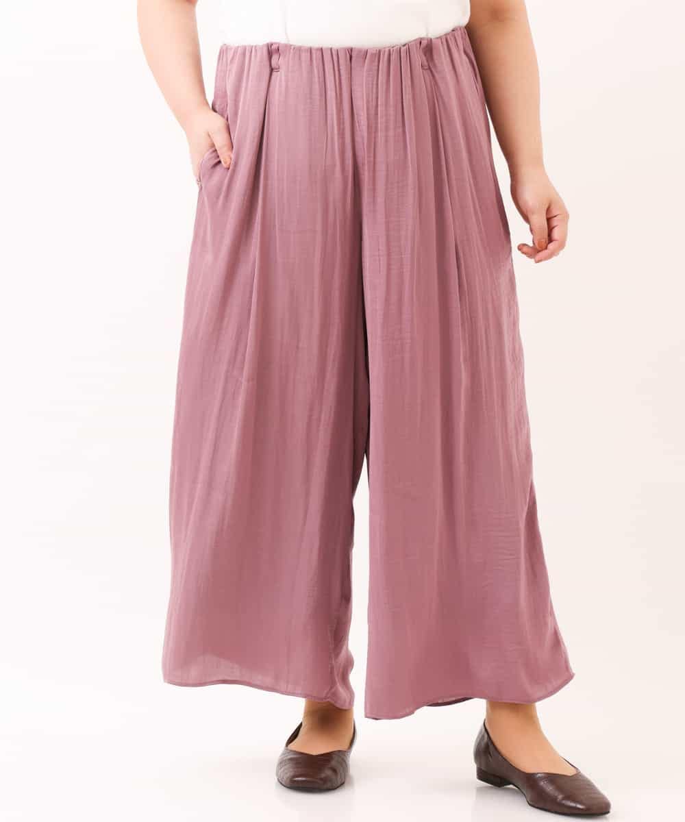 OLLDM03080 eur3(エウルキューブ) 【大きいサイズ】ストンと落ちるサテンワイドパンツ ラベンダー