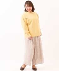 OLLDM03080 eur3(エウルキューブ) 【大きいサイズ】ストンと落ちるサテンワイドパンツ ベージュ