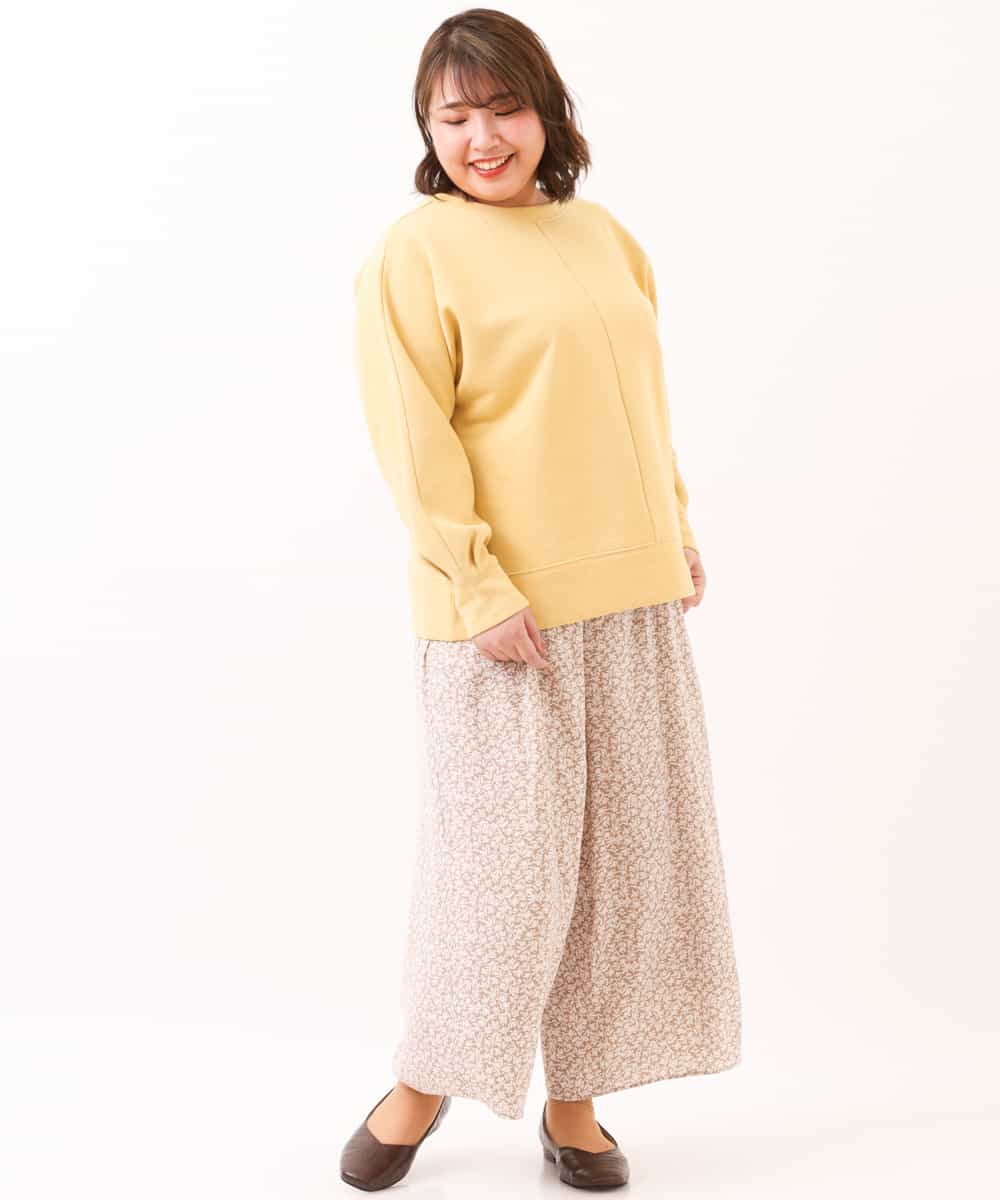 OLLDM03080 eur3(エウルキューブ) 【大きいサイズ】ストンと落ちるサテンワイドパンツ ベージュ