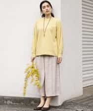 OLLDM03080 eur3(エウルキューブ) 【大きいサイズ】ストンと落ちるサテンワイドパンツ ベージュ