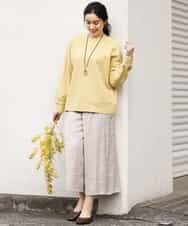 OLLDM03080 eur3(エウルキューブ) 【大きいサイズ】ストンと落ちるサテンワイドパンツ ベージュ