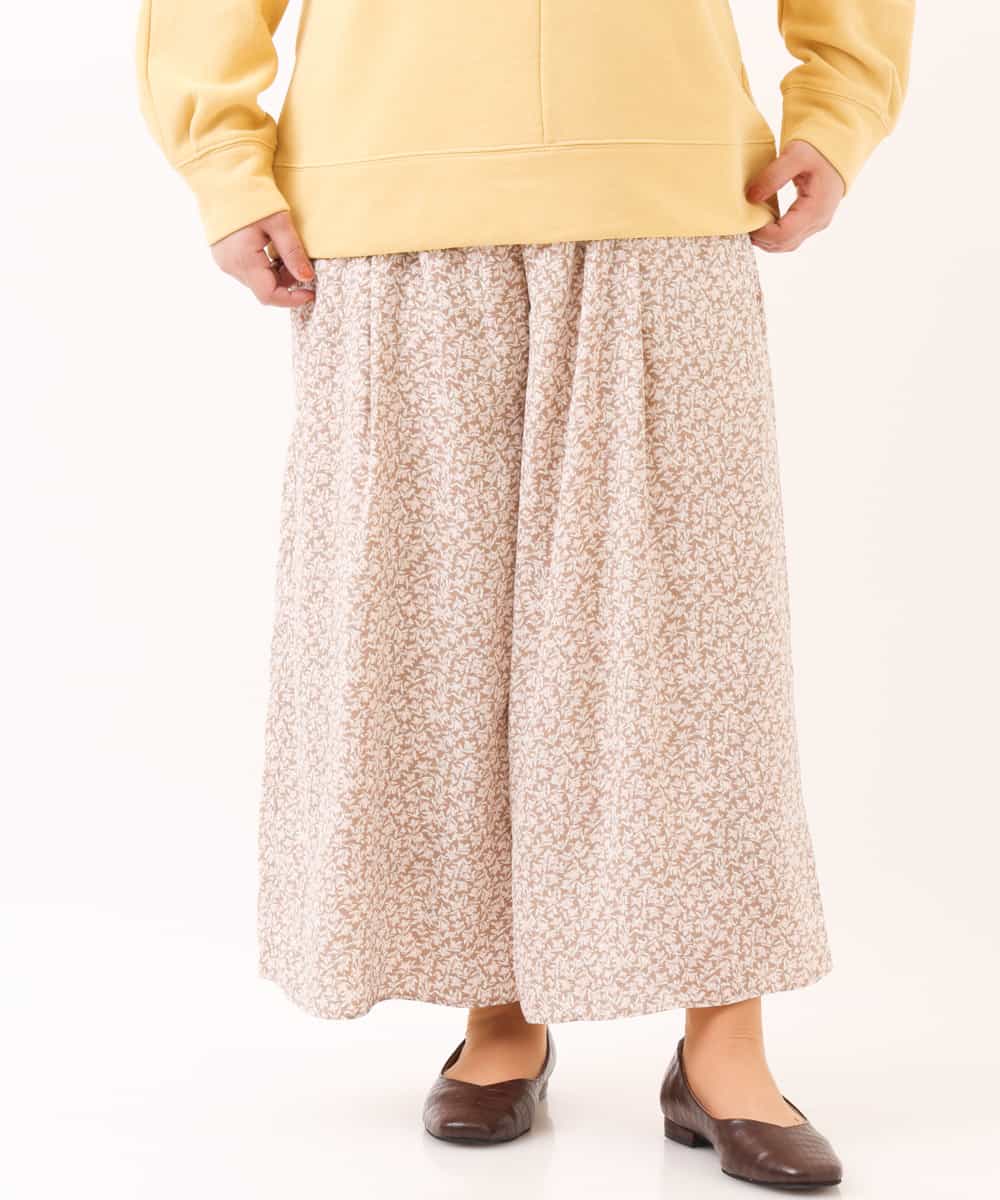 OLLDM03080 eur3(エウルキューブ) 【大きいサイズ】ストンと落ちるサテンワイドパンツ ベージュ