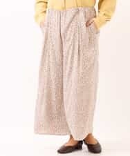 OLLDM03080 eur3(エウルキューブ) 【大きいサイズ】ストンと落ちるサテンワイドパンツ ベージュ